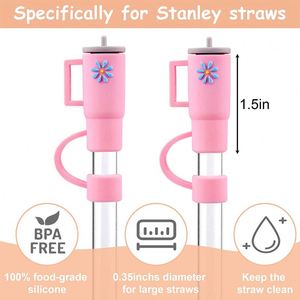 Fundas de silicona para puntas de pajitas, tapas decorativas para vasos Stanley, accesorios bonitos - Product Image 2