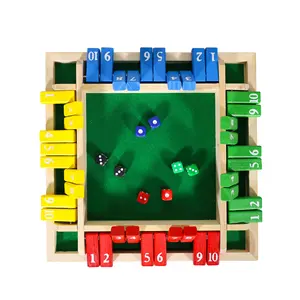 EASTOMMY ET-230760木製ボードテーブル数学ゲーム学習追加ヴァンテージスタイル子供と大人のためのボックスダイスゲームをシャットダウン