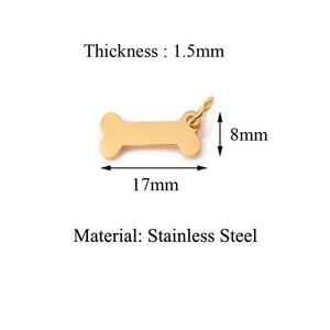 Подвески-косточки из литой нержавеющей стали с тиснением для изготовления ошейников, браслетов и украшений для животных своими руками. Акция. - Product Image 2