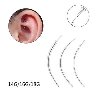 Ear Nose Piercing Jewelry Guide Tools Kit Insert Curved Barbell Piercing 14G 16G 18G Threaded ASTM F136 Titanium Push <strong>Pin</strong> Tool - Product Image 4