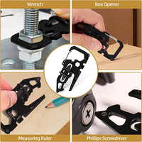 Bochen Acier au carbone 15 en 1 Mousqueton Porte-clés Multitool Décapsuleur Tournevis Clé hexagonale EDC Outils de poche Gadgets