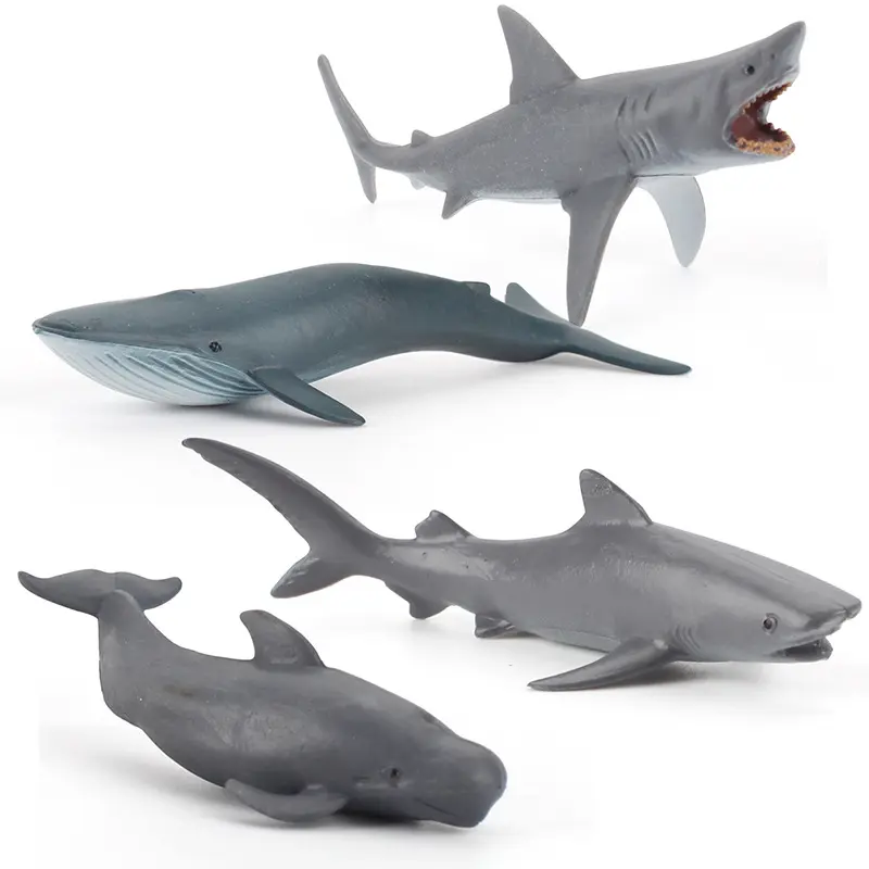 미니 바다 생물 모델 그레이트 화이트 샤크 블루 고래 파일럿 물고기 장식 손으로 그린 솔리드 장난감