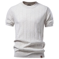 T-shirts tricotés à la machine à manches courtes pour hommes, décontractés, col rond, 100% coton, en stock, conception personnalisée, fournisseur OEM