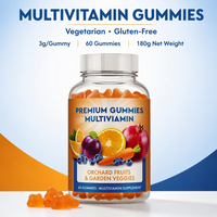 Gommes multivitaminées végétariennes sans gluten pour adultes, favorisent la fonction immunitaire, la mémoire et le sommeil, vitamines A, B12, C, D, E, 60 unités