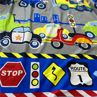 Tissu polyester imprimé à motifs de voitures de dessins animés pour la literie et les draps pour enfants