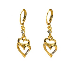 Boucles d'oreilles à pampilles en forme de double cœur géométrique creux rétro européen américain, élégantes, tendance, petites, exquises, polyvalentes, personnalisées - Product Image 6