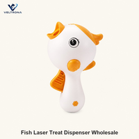 Jouet laser pour chat en forme de poisson, distributeur interactif de friandises, lanceur de croquettes avec pointeur laser rouge, jouet pour chaton, jeu d'intérieur pour chat