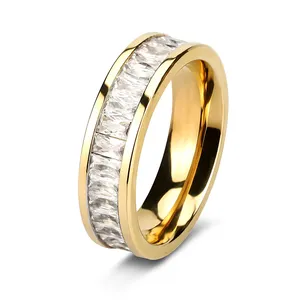 Anel de polimento de 6mm, joias de aço inoxidável de novo design, estilo quente, para mulheres e homens, anéis de 2.4