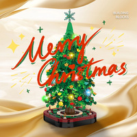 USB LED Beleuchteter Weihnachtsbaum Kleine Partikel-Bausteine Desktop-Ornament Feiertagsgeschenk Lernspielzeug für Kinder Großhandel Individuell Anpassbar