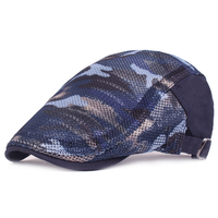 DDA447 Sports de plein air chaud casquettes de journal plates béret d'été en coton respirant pour femmes et hommes, bérets en maille de Camouflage
