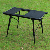 Table pliante IGT pour l'extérieur, portable, pour camping, pique-nique, barbecue, en alliage d'aluminium, réglable, rectangulaire, type « egg roll »