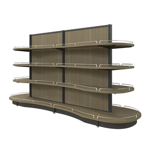 Rd Steel And Wood Island Shelving <b>Units</b> 4 Tier Heavy Duty Adjustable Supermarket <b>Display</b> Racks For Store And Home Use - Product Image 2