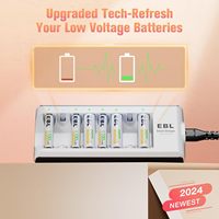 Pilas Recargables AAA EBL de 1100 mAh y 1.2 V NiMH, Triple AAA con 16 Pilas AAA + Cargador