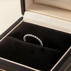 Bague empilable éternelle de haute qualité, bijoux fins personnalisés, or blanc massif 18 carats, véritable diamant naturel, pour femmes, à porter tous les jours - Product Image 6