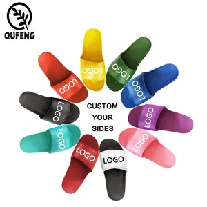 QUFENG özel Logo Slide sandalet toptan, çin Unisex deri ev banyo ev kapalı Eva lastik terlik erkekler için