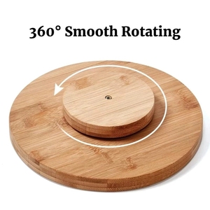 Bandeja giratoria de madera de bambú sólido, organizador de armario, giratorio, grueso, suave - Product Image 5
