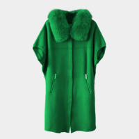 Soldes d'usine Tyan : Robe pull décontractée et élégante en maille unie avec col en vraie fourrure de renard pour femme – Collection Automne