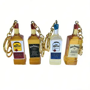 Porte-clés Whisky, Jouet Alimentaire Miniature, Pendentif Tequila, Breloque Modèle Bouteille de Vin Étranger - Product Image 1