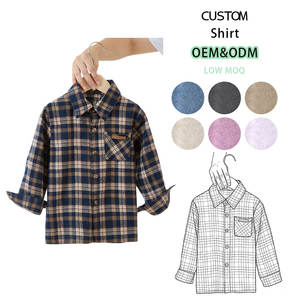 YYO 맞춤 디자인 남아 캐주얼 플란넬 셔츠 긴팔 스트라이프 패턴 면 셔츠 (가을/겨울용) - Product Image 1