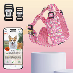 QPETTSカスタム子犬犬猫ベストハーネス調整可能な通気性バックルQRコード名タグ付きパーソナライズIDペット用ハーネス - Product Image 2