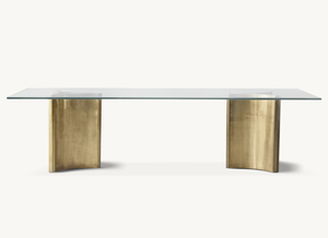 Sassanid OEM, diseño posmoderno, juegos <span class=keywords><strong>de</strong></span> <span class=keywords><strong>comedor</strong></span> <span class=keywords><strong>de</strong></span> lujo, mesa <span class=keywords><strong>de</strong></span> <span class=keywords><strong>comedor</strong></span> <span class=keywords><strong>Rectangular</strong></span> <span class=keywords><strong>de</strong></span> peltre mate Dalton Natural, mesa <span class=keywords><strong>de</strong></span> <span class=keywords><strong>vidrio</strong></span> transparente - Product Image 4