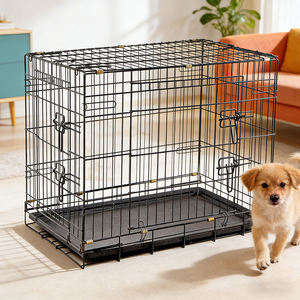 Cage pour chien d'extérieur en métal de fer de taille moyenne, écologique, avec plateau en plastique à motif animalier, emballage en boîte, certifiée TUV, capacité 25 lb - Product Image 1