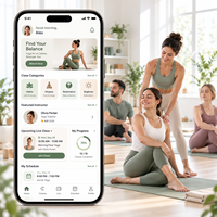 Développement d'une application de yoga bien-être avancée pour iOS et Android avec cours vidéo, sessions en direct, plans d'entraînement LionCreate