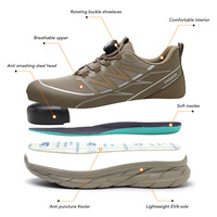 Chaussures de sécurité à lacets rapides, embout en acier, tige respirante, résistantes aux glissades et aux perforations, unisexe, pour la construction et l'industrie