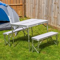 Table de pique-nique de camping pliante en aluminium robuste avec ensemble de banc à hauteur réglable pour la fête de cour intérieure et extérieure