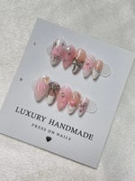 Lot de 10 faux ongles en PMMA peints à la main, couvrance totale, magnifiques, design personnalisé, faits à la main, pour salon de manucure