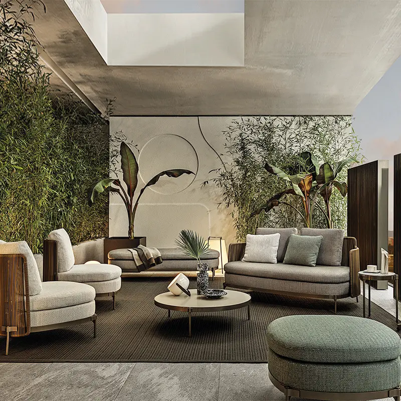 Modern luxury design aluminum outdoor furniture set outdoor lounge furniture, wicker outdoor furniture