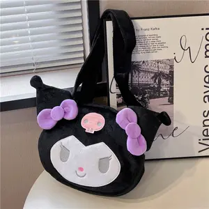 Hot Plush Cartoon Bag Kuromi New Girls Large Capacity Single Shoulder Bag Small Devil All Hand Female Bag Wholesale