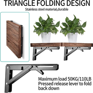 <span class=keywords><strong>Support</strong></span> d'angle mural à 90 degrés en acier inoxydable pour <span class=keywords><strong>table</strong></span> pliante en bois, supports d'étagère auto-connecteurs - Product Image 6