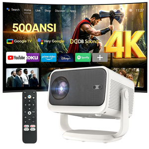 Projecteur LED intelligent compatible <span class=keywords><strong>Google</strong></span> TV avec <span class=keywords><strong>correction</strong></span> automatique de la distorsion trapézoïdale, 500 lumens, compatible 4K, utilisation portable pour home cinéma - Product Image 1