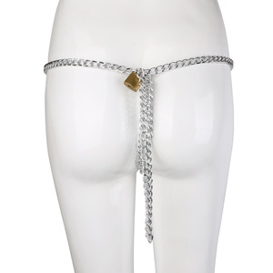 大人女性用BDSM拘束具ハート型T字型貞操帯不正行為防止ロック式金属パンティーSM禁欲用セックストイ - Product Image 5