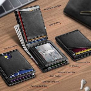 Portefeuille en cuir pour hommes, porte-cartes de crédit, blocage RFID, rétro, multi-cartes, porte-carte d'identité, porte-monnaie - Product Image 5