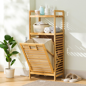 <span class=keywords><strong>Panier</strong></span> <span class=keywords><strong>à</strong></span> <span class=keywords><strong>linge</strong></span> en bambou avec revêtement amovible de haute qualité, cadre <span class=keywords><strong>à</strong></span> lattes inclinable personnalisé, étagère de rangement peu encombrante - Product Image 6