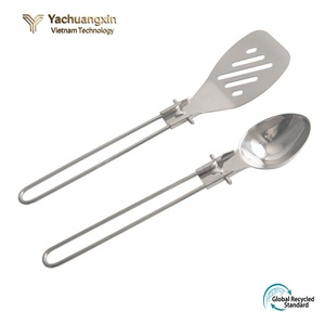 Juego de espátula y cuchara plegables de acero inoxidable, utensilios de cocina duraderos para exteriores de diseño minimalista - Product Image 6