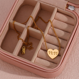 Collier en forme de cœur personnalisé Gogem avec gravure Logo personnalisé Chiffres romains 11:11 Vous êtes mon seul et unique - Product Image 4