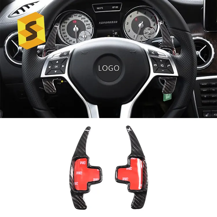 Es Koolstofvezel Shift Paddle Voor Mercedes-Benz Clk Slk Cl Gla A B E M-Klasse Echte Koolstofvezel Trim