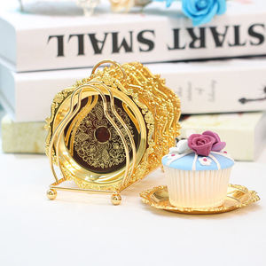 Décoration <span class=keywords><strong>de</strong></span> fête <span class=keywords><strong>de</strong></span> mariage Porte-cupcakes <span class=keywords><strong>de</strong></span> luxe Mini <span class=keywords><strong>assiette</strong></span> à gâteau en métal doré Plats <span class=keywords><strong>de</strong></span> service à dessert avec support <span class=keywords><strong>de</strong></span> rangement - Product Image 2