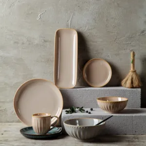 China porcelain wholesale ceramic plates rectangle table dinner ware sets long plates