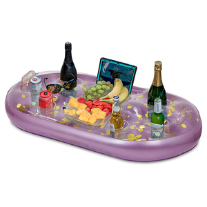Enfriador flotante inflable, soporte para bebidas con confeti brillante, Flotador para piscina, 8 soportes, barra de servicio para playa, lago, bañera de hidromasaje, <span class=keywords><strong>jacuzzi</strong></span> - Product Image 6