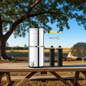 Filtre à eau de comptoir en acier inoxydable Vevor 1,5G à 2 étages, alimentation par gravité, utilisation extérieure - Product Image 2