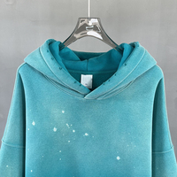 Hoodie surdimensionné délavé à imprimé éclaboussures d'encre, style streetwear, haute qualité, faible MOQ, avec logo personnalisé – Fabricant