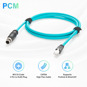 Câble <span class=keywords><strong>Ethernet</strong></span> industriel M12 D Code 4 broches mâle vers RJ45 CAT6A haute flexibilité Profinet EtherCAT pour vision industrielle Cognex Keyence SICK - Product Image 2