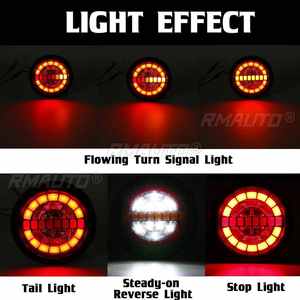 1/2X Luz Trasera LED Redonda para Remolque, 12V 24V, Luz Trasera de Camión, Luz Secuencial, Señal de Giro Dinámica, Luz de Freno - Product Image 3