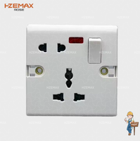 Luz indicadora de enchufe de pared de 5 orificios de color sólido al por mayor, interruptor cerrado de baquelita, fácil instalación, multifunción, voltaje máximo de 250V