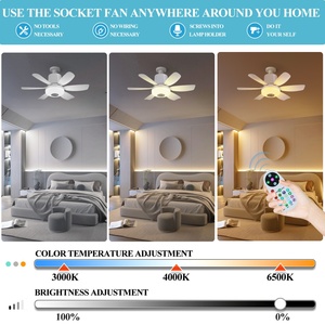 Modern E27 RGB LED <b>Ceiling</b> Fan <b>Light</b> Decor 360 Rotating Fixture with <b>Remote</b> <b>Control</b> for Living Room Lighting - Product Image 3
