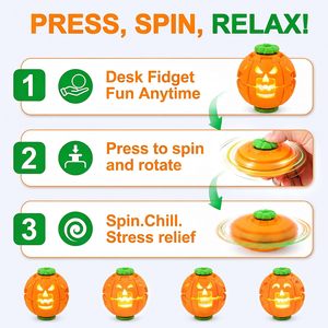 Halloween Pumpkin Fidget Spinner Press & Rotate Stress Relief <b>Ball</b> with LED <b>Light</b>, 3D Printed Toy for Anxiety Relief - Product Image 5